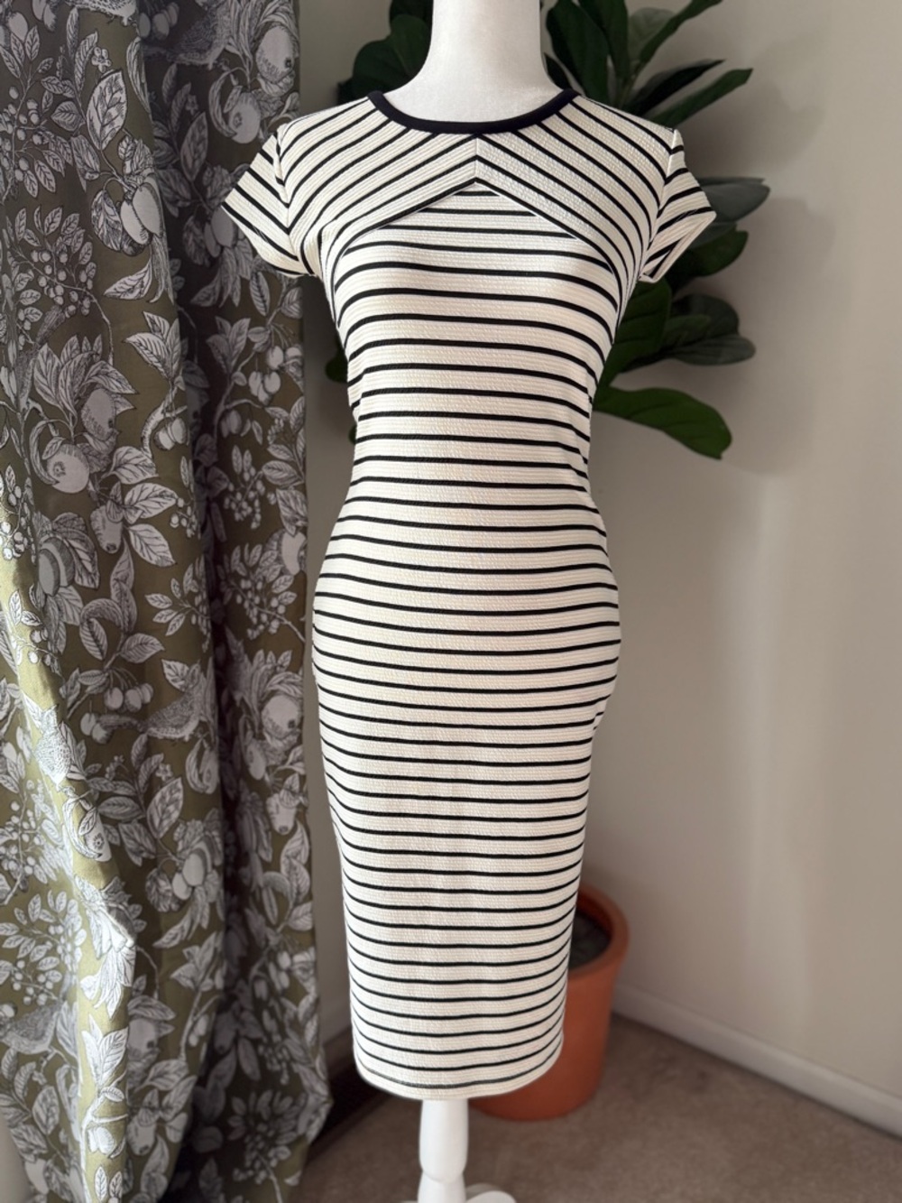 BDG Black and White Striped Midi Bodycon Dress